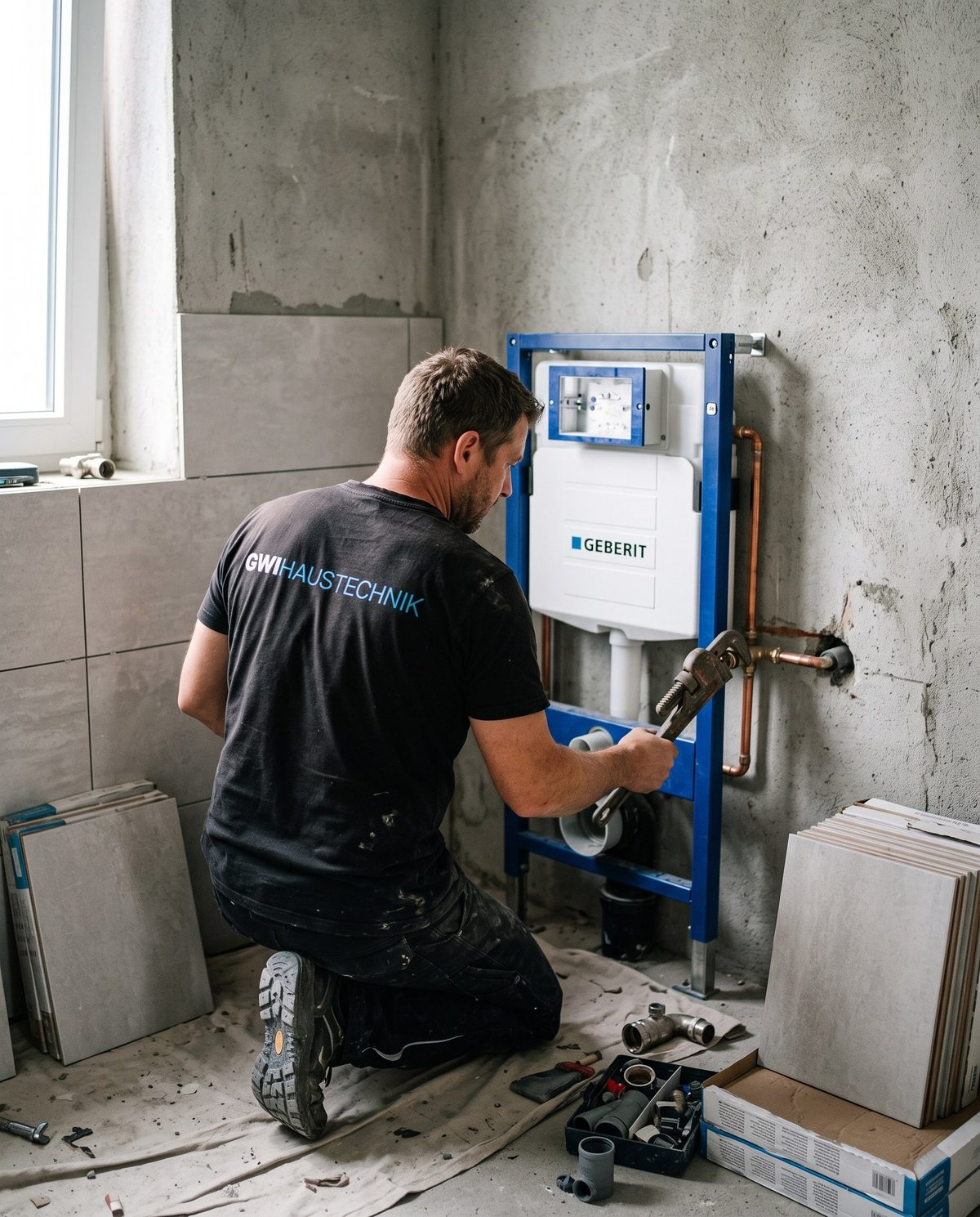Sanitärinstallation in einem modernen Badezimmer